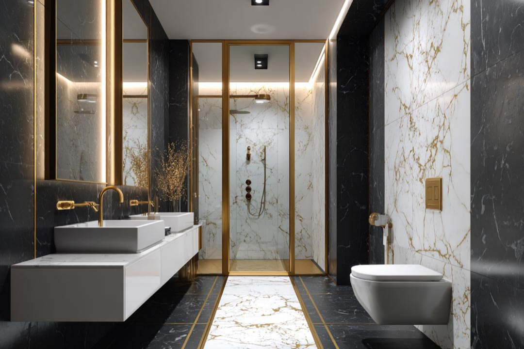 black gold bathroom, Skokie Bathroom Remodeling, Skokie Bathroom Remodeling