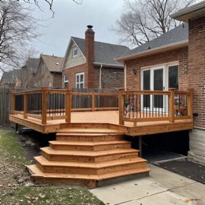 custom wood deck, Licolnwood Custom Decks & Repairs,custom deck,deck installation,deck repair, Licolnwood Custom Decks & Repairs