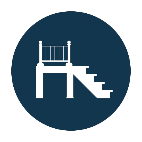 Deck and porch icon representing custom outdoor living designs and construction services by Budget Construction Company in Chicago.
